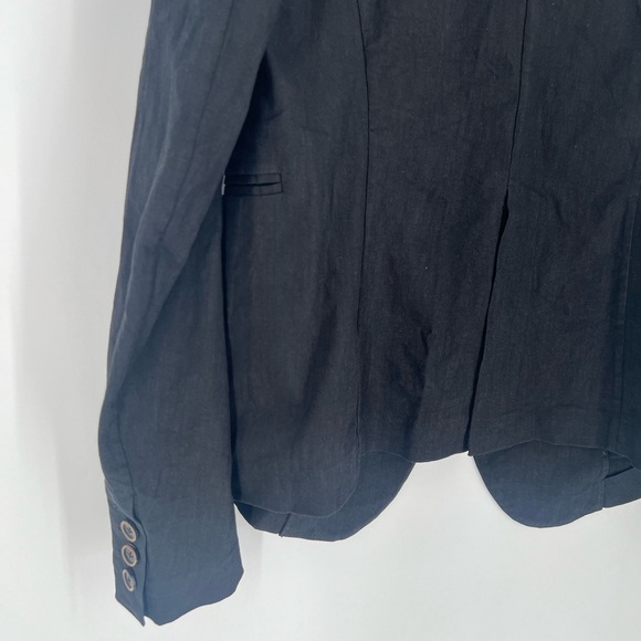 Uma Wang Rare Single Breasted Tailored Linen Blend Blazer Jacket In Black - Picture 8 of 9